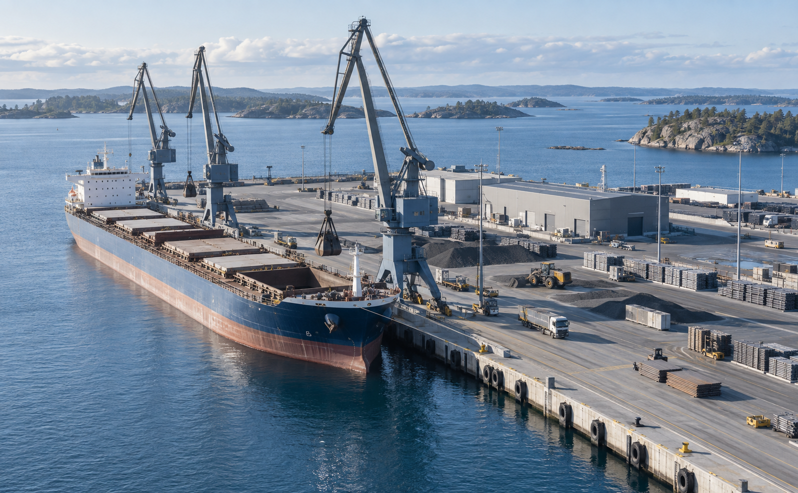 Illustration of cargo handling infrastructure at a Scandinavian port