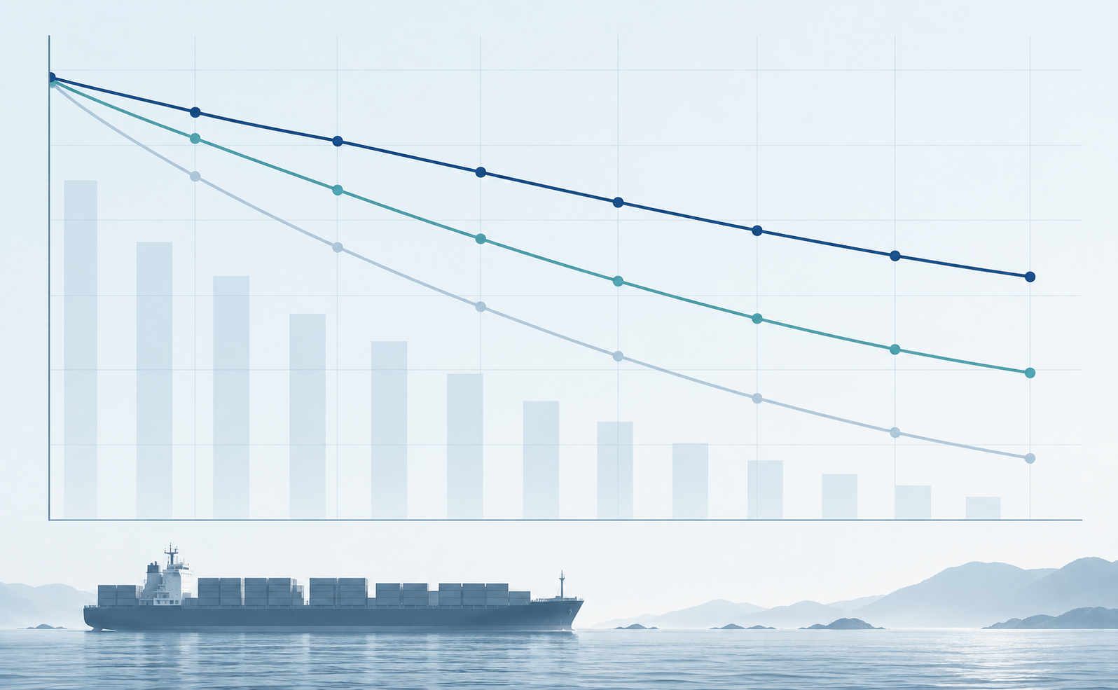 Conceptual illustration of alternative maritime emissions pathways, not actual calculator results